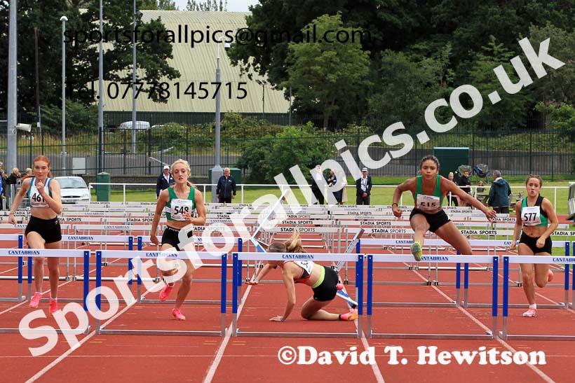Womens under-17s 85 metres hurdles, 2023 Northern Under-13s, Under-15s and Under-17s, Middlesbrough.  Photo: David T. Hewitson/Sports for All Pics